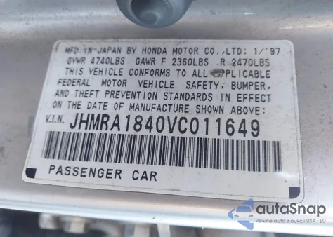 1997 Honda Odyssey Lx из США, поврежденный, VIN JHMRA1840VC011649